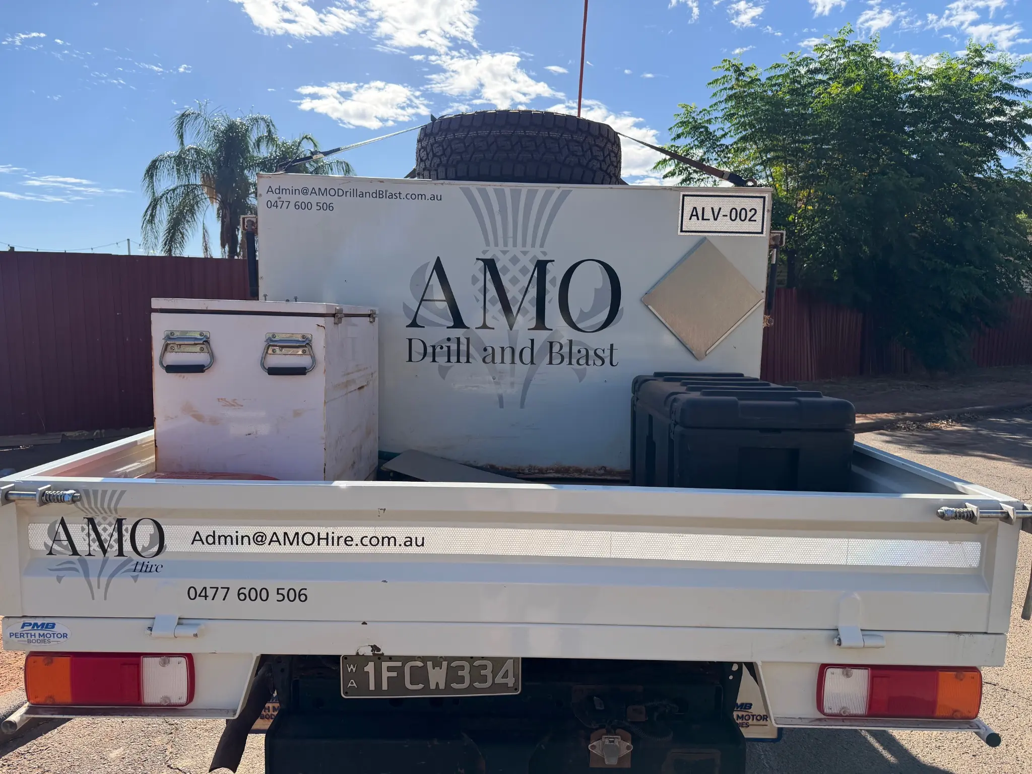AMO branded equipment and ute rear view